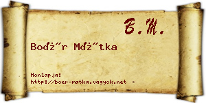 Boér Mátka névjegykártya